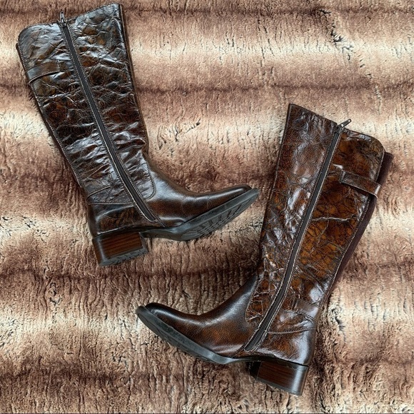 Born Gibb Knee High Riding Boot Distressed Brown Leather - Picture 3 of 12